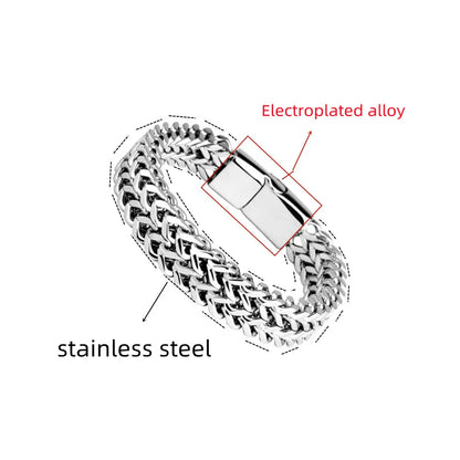 Men's Stainless Steel Braided Fish Scale Bracelet – Magnetic Buckle, Keel Design
