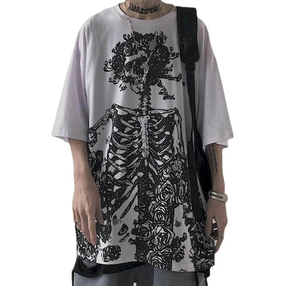 Gothic Skull Graphic Tee — Men's Oversized Streetwear T-Shirt