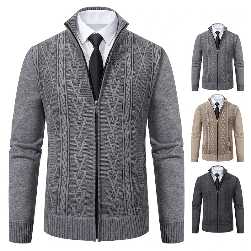 Padded Knit Sweater Coat — Men's Warm Casual Cardigan Jacket