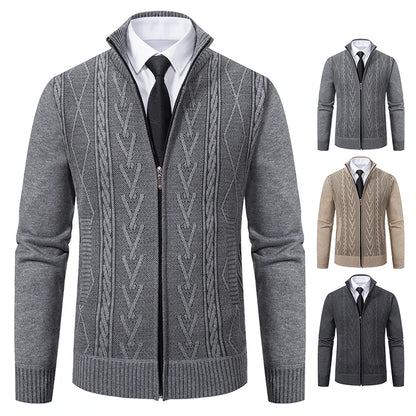 Padded Knit Sweater Coat — Men's Warm Casual Cardigan Jacket