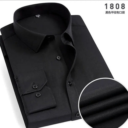 Non-Iron Striped Shirt — Men's Slim Fit Business Casual Long Sleeve