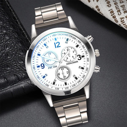 Steel Band Quartz Watch — Men's Business Fashion Wristwatch