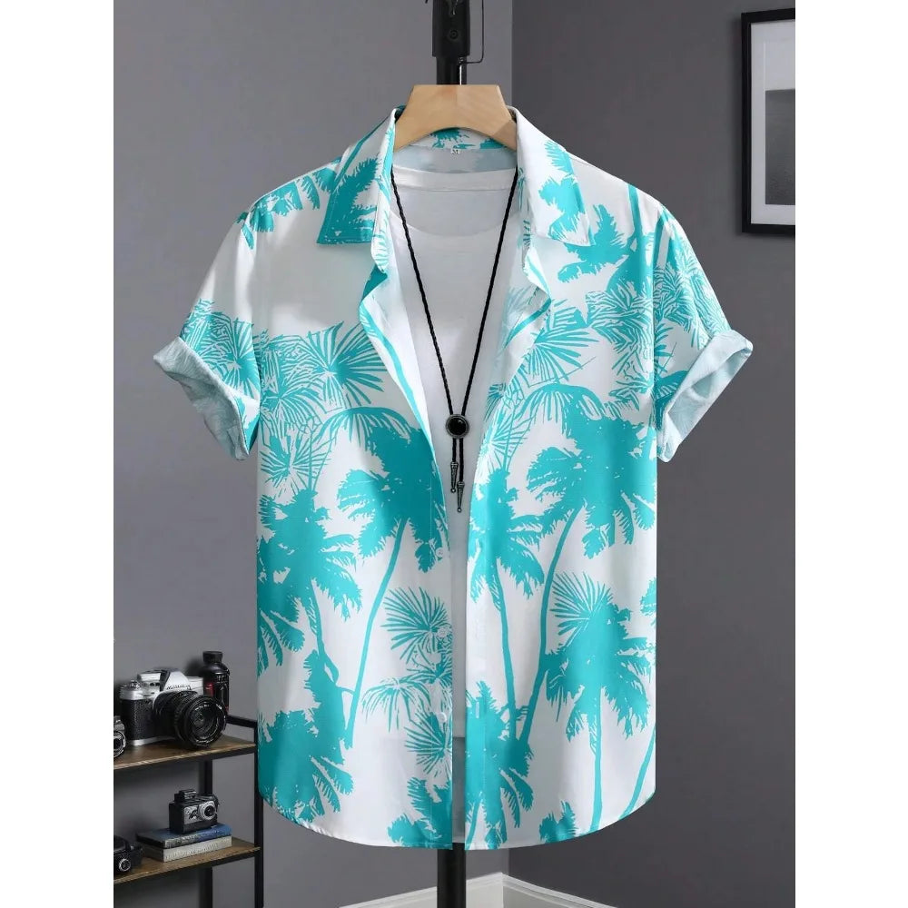 Vintage Print Hawaiian Shirt — Men's Oversized Beach Casual Shirt