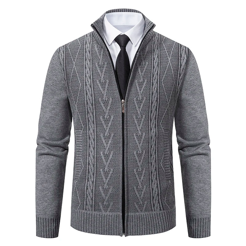 Padded Knit Sweater Coat — Men's Warm Casual Cardigan Jacket