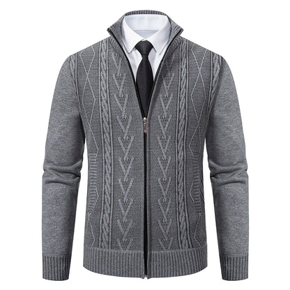Padded Knit Sweater Coat — Men's Warm Casual Cardigan Jacket
