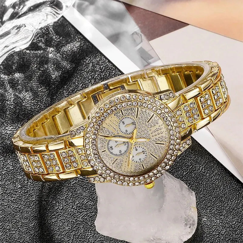 Women's Quartz Gold Watch, Luxury Ring Necklace Earring Rhinestone Fashion, Casual Ladies Jewelry Set The No1 Thing You Need For This Summer
