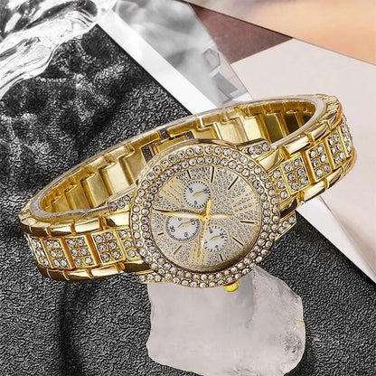 Women's Quartz Gold Watch, Luxury Ring Necklace Earring Rhinestone Fashion, Casual Ladies Jewelry Set The No1 Thing You Need For This Summer