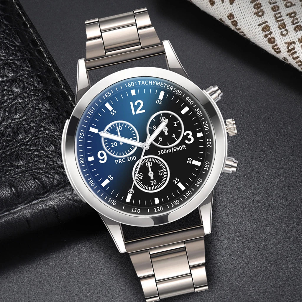 Steel Band Quartz Watch — Men's Business Fashion Wristwatch