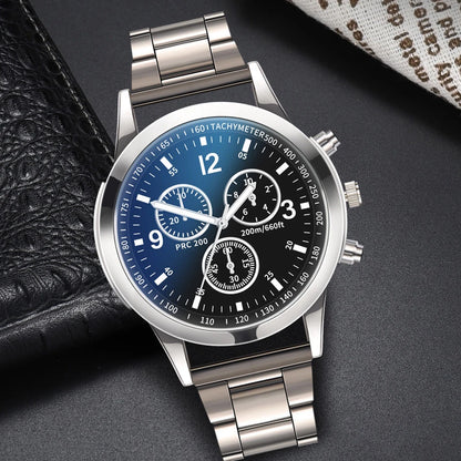 Steel Band Quartz Watch — Men's Business Fashion Wristwatch
