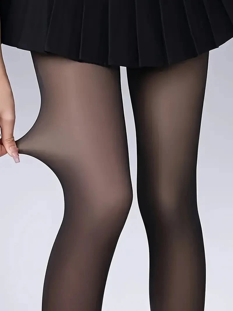 Sheer-Look Thermal Tights — Women's High-Stretch Cold Weather Leggings