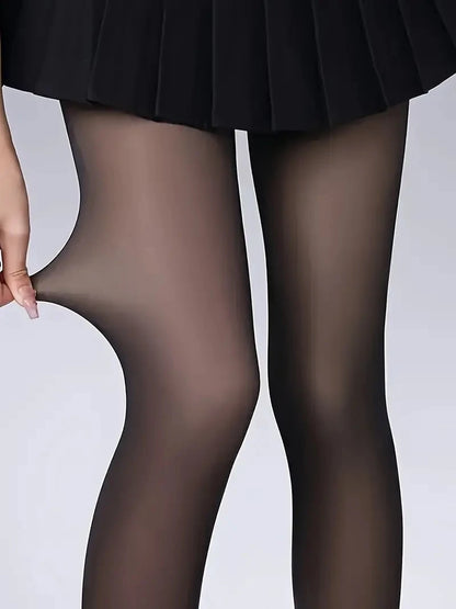 Sheer-Look Thermal Tights — Women's High-Stretch Cold Weather Leggings