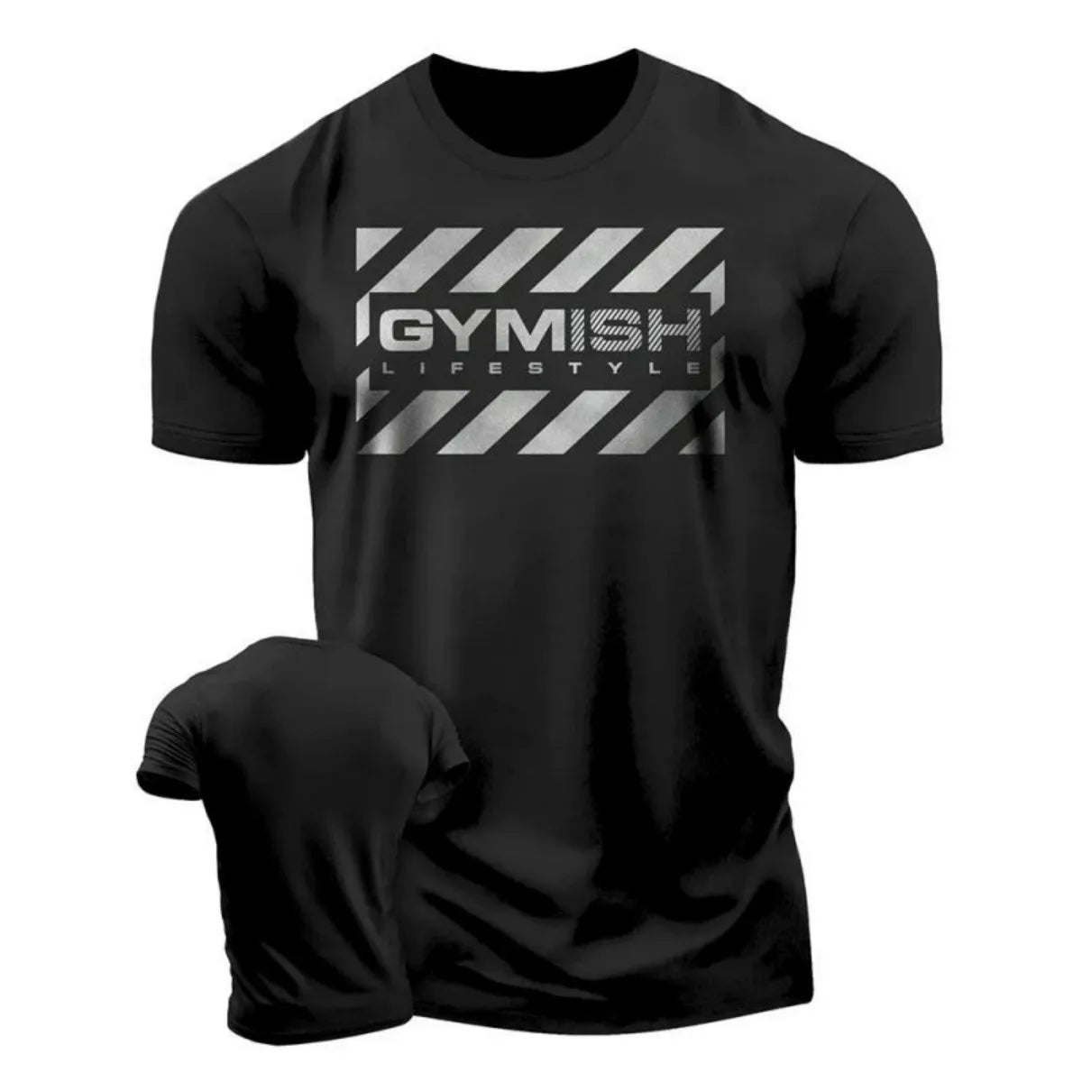 Summer fashion men's muscle training letter print comfortable and breathable round neck T-shirt outdoor casual sports top