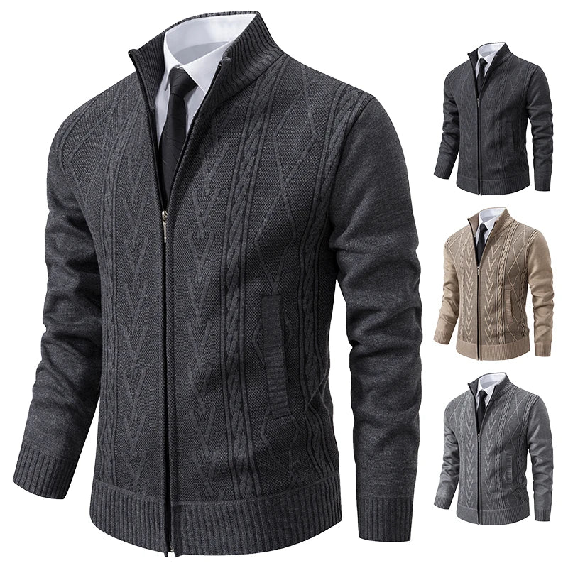 Padded Knit Sweater Coat — Men's Warm Casual Cardigan Jacket