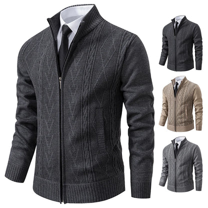 Padded Knit Sweater Coat — Men's Warm Casual Cardigan Jacket