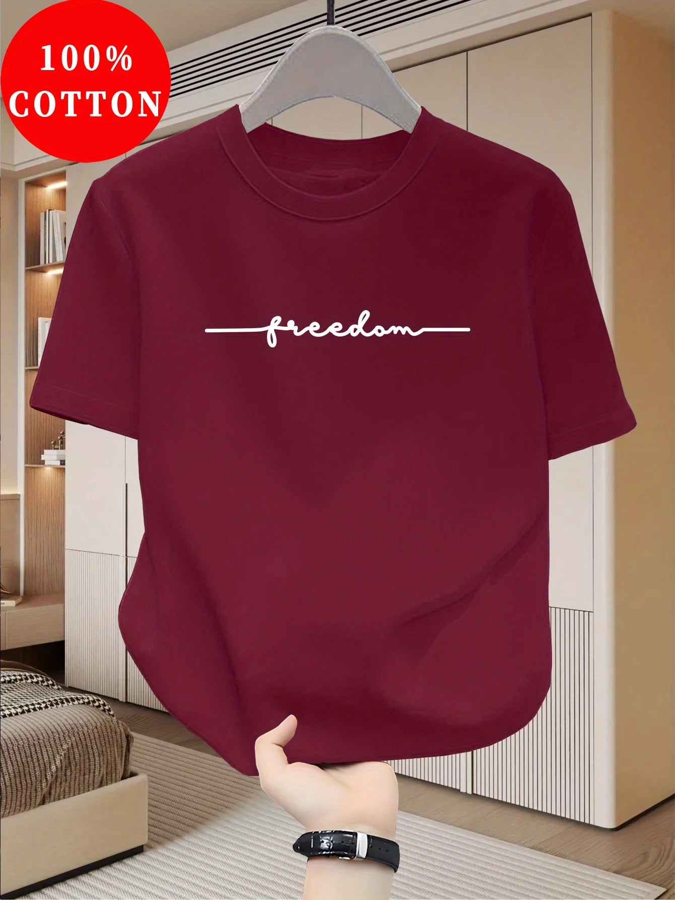 Large Letter Print Tee — Unisex 100% Cotton Loose Fit High Street T-Shirt