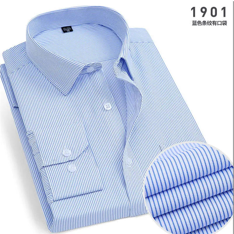 Non-Iron Striped Shirt — Men's Slim Fit Business Casual Long Sleeve