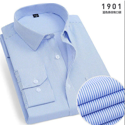 Non-Iron Striped Shirt — Men's Slim Fit Business Casual Long Sleeve