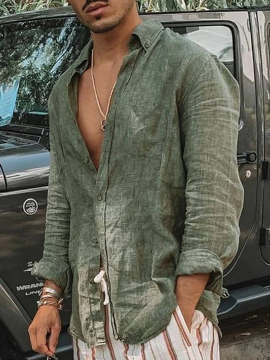 Lightweight Lapel Shirt — Men's Casual Long Sleeve Outdoor Cardigan