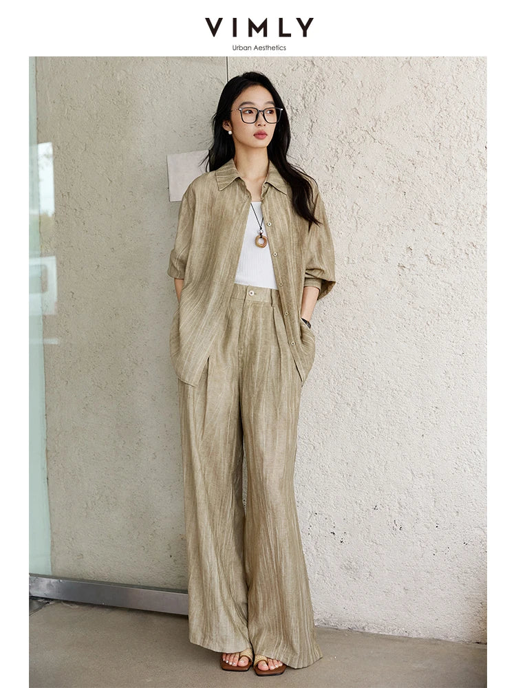VIMLY Texture Shirt & Pants Set Two Piece - Perfect Fit For The Perfect Night