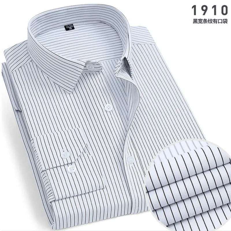 Non-Iron Striped Shirt — Men's Slim Fit Business Casual Long Sleeve