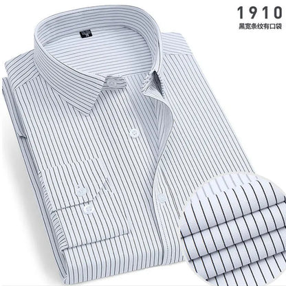 Non-Iron Striped Shirt — Men's Slim Fit Business Casual Long Sleeve