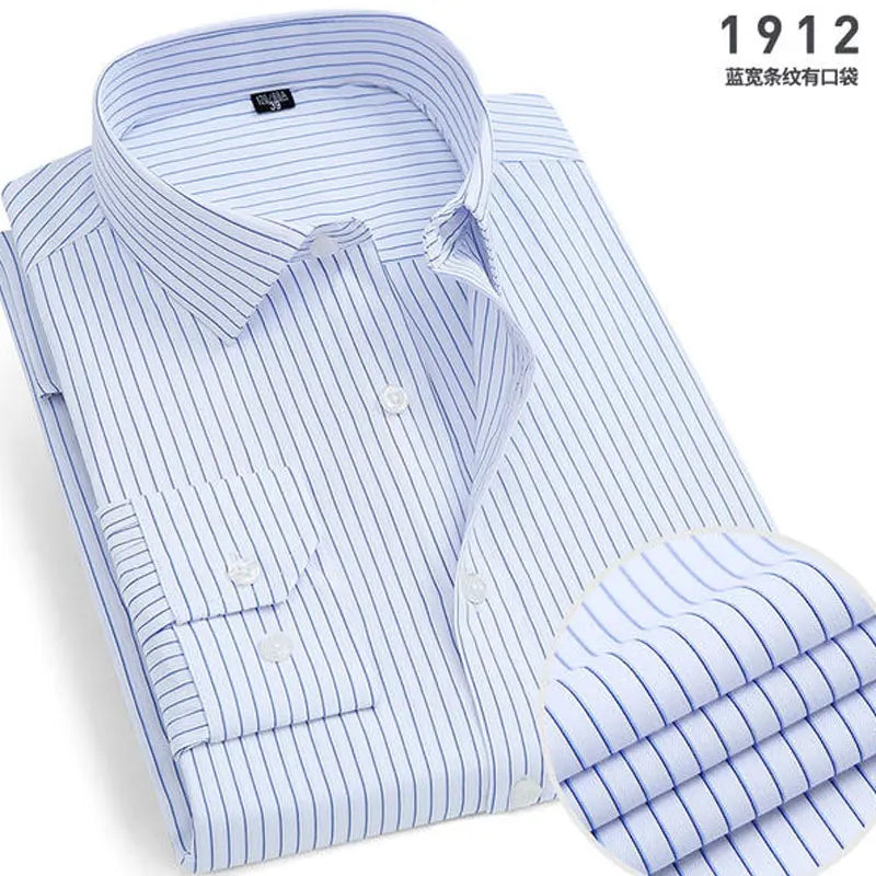 Non-Iron Striped Shirt — Men's Slim Fit Business Casual Long Sleeve