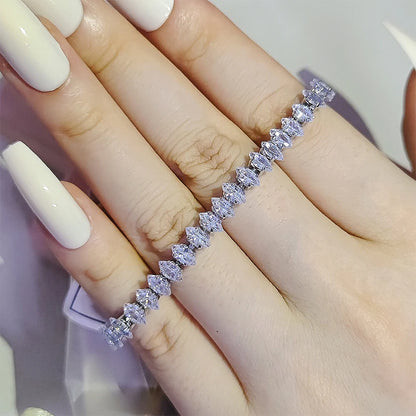 2024 New Marquise Oval Square Cut Luxury Silver Color on Hand Tennis Bracelet Bangle for Women