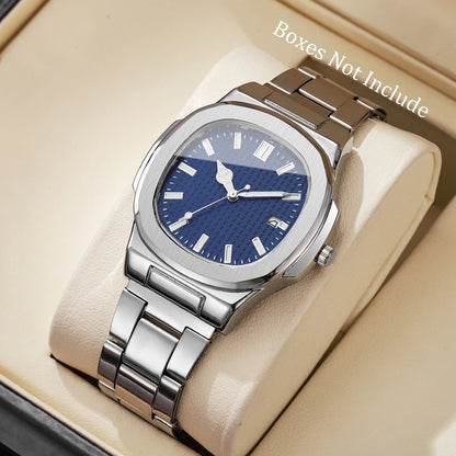Quartz Luxury Men timepiece Watches, fashinable Stainless Steel Strap with Calendar