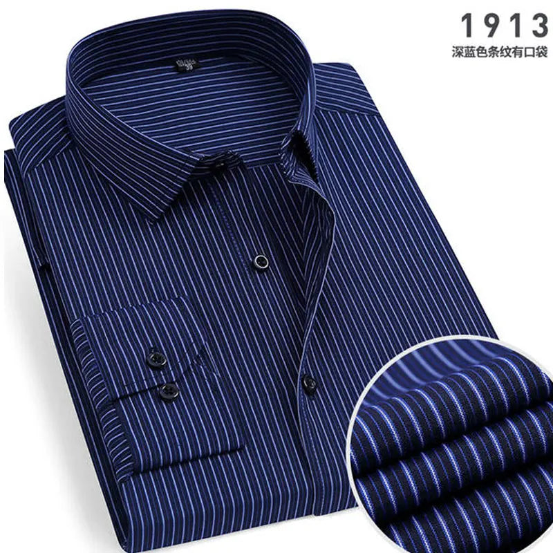 Non-Iron Striped Shirt — Men's Slim Fit Business Casual Long Sleeve