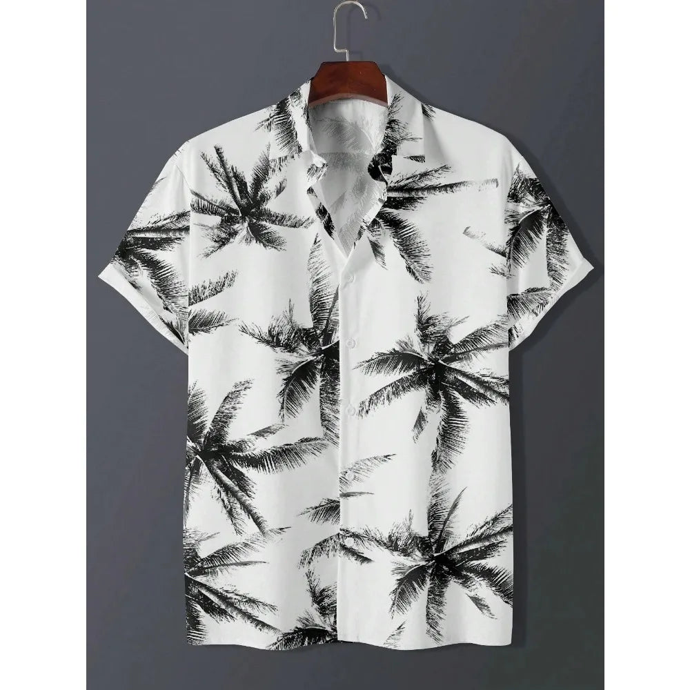 Vintage Print Hawaiian Shirt — Men's Oversized Beach Casual Shirt