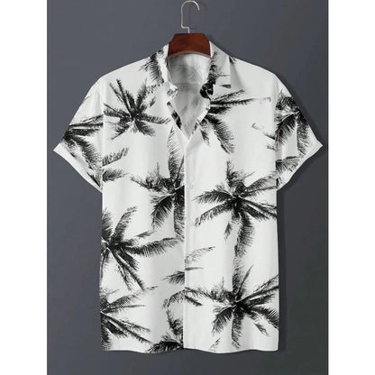 Vintage Print Hawaiian Shirt — Men's Oversized Beach Casual Shirt