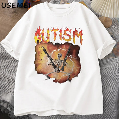 Quirky Skeleton Graphic Tee — Unisex Vintage Cotton Streetwear T-Shirt