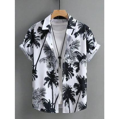 Vintage Print Hawaiian Shirt — Men's Oversized Beach Casual Shirt