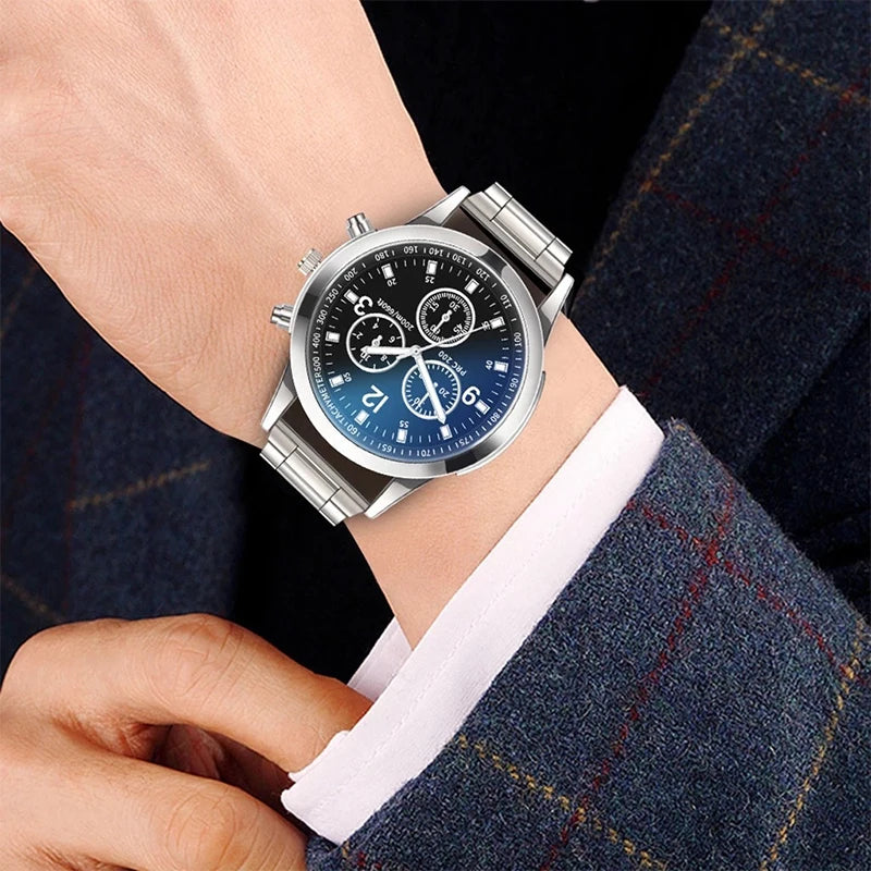 Steel Band Quartz Watch — Men's Business Fashion Wristwatch