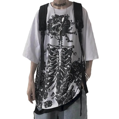 Gothic Skull Graphic Tee — Men's Oversized Streetwear T-Shirt