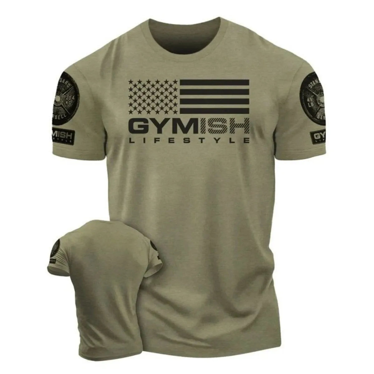 Summer fashion men's muscle training letter print comfortable and breathable round neck T-shirt outdoor casual sports top