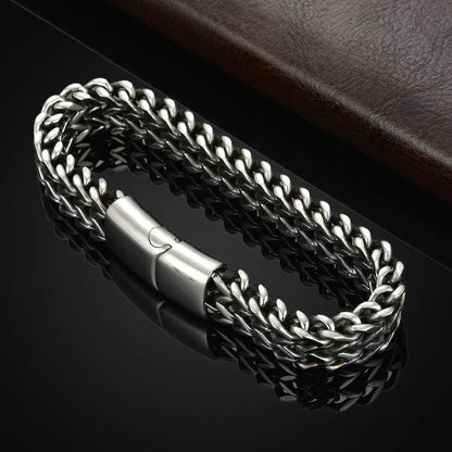 Men's Stainless Steel Braided Fish Scale Bracelet – Magnetic Buckle, Keel Design
