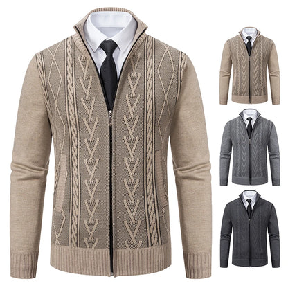 Padded Knit Sweater Coat — Men's Warm Casual Cardigan Jacket