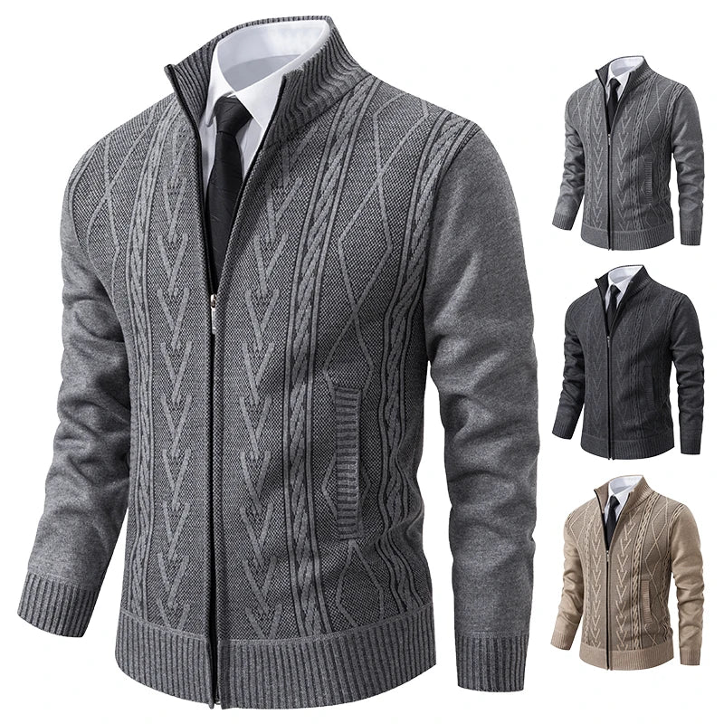 Padded Knit Sweater Coat — Men's Warm Casual Cardigan Jacket