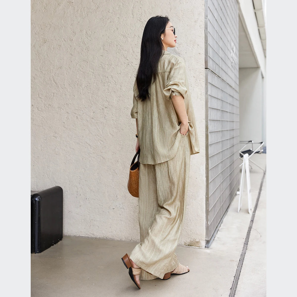 VIMLY Texture Shirt & Pants Set Two Piece - Perfect Fit For The Perfect Night
