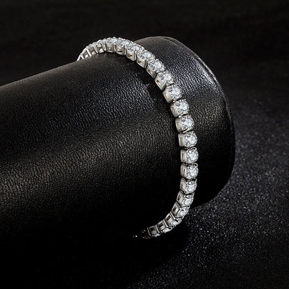 S925 Sterling Silver Bracelet Zirconia Tennis Ball Women Fashion Simple Engagement Wedding Charm Jewelry 4mm 16-20cm