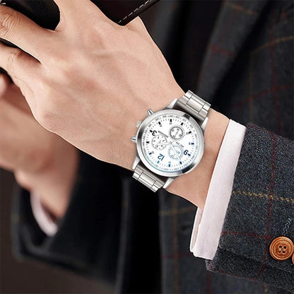 Steel Band Quartz Watch — Men's Business Fashion Wristwatch