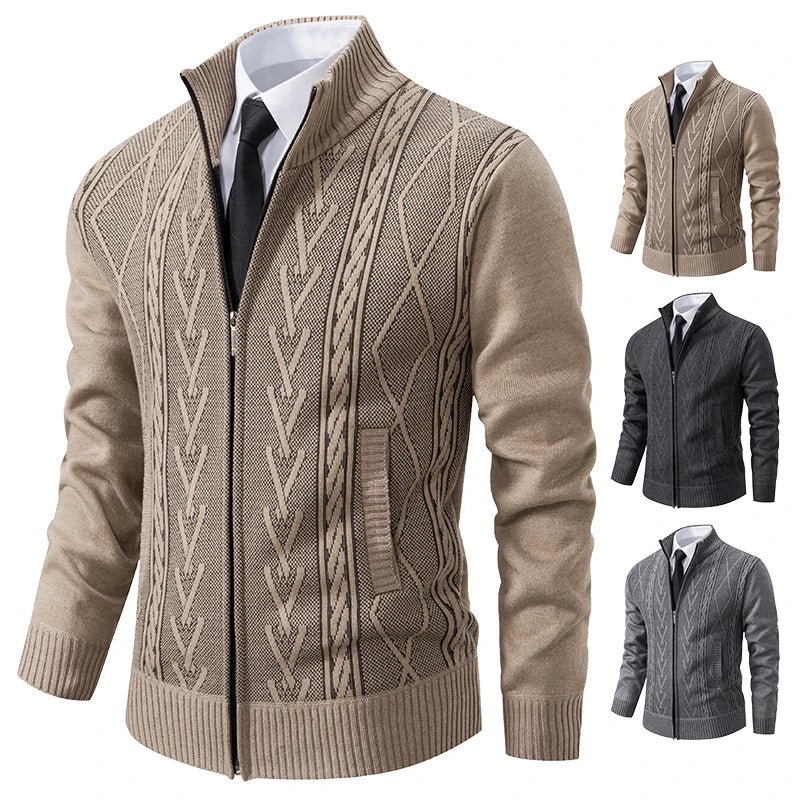 Padded Knit Sweater Coat — Men's Warm Casual Cardigan Jacket