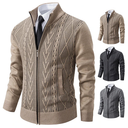 Padded Knit Sweater Coat — Men's Warm Casual Cardigan Jacket