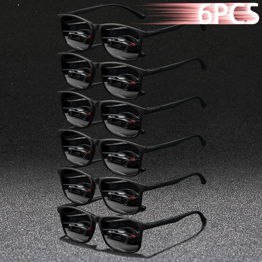 6-Piece Vintage Square Sunglasses Set | Anti-Glare Retro Eyewear