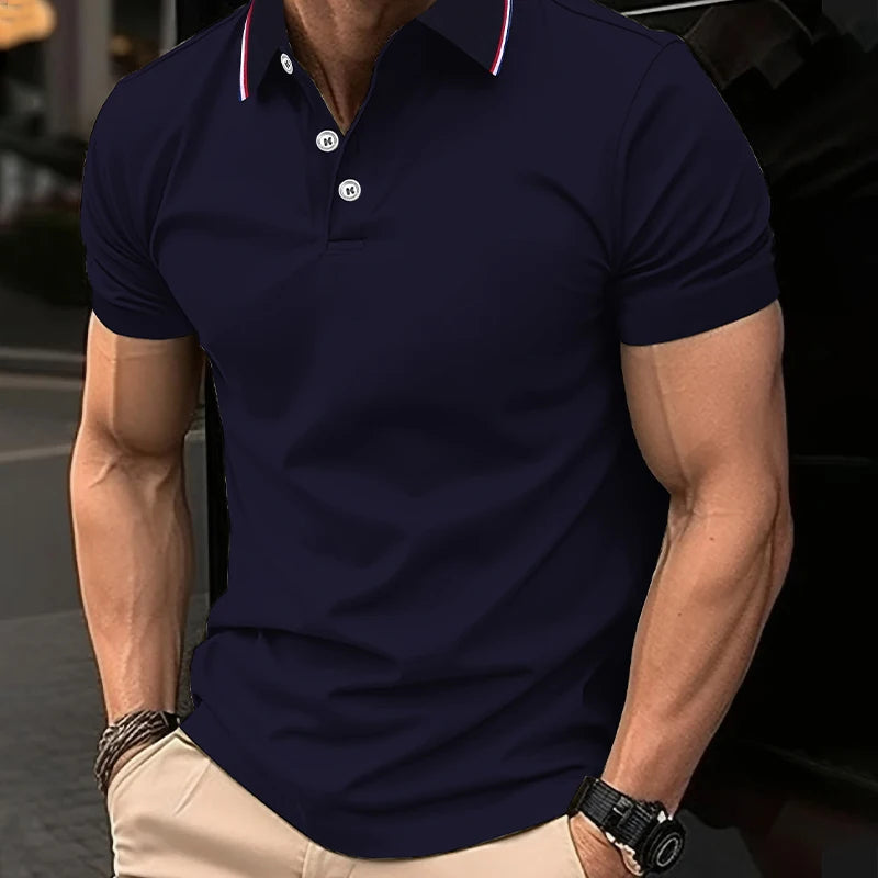 Breeze Comfort Polo — Men's Breathable Solid Short-Sleeve Shirt