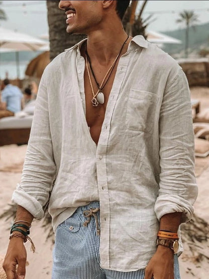 Lightweight Lapel Shirt — Men's Casual Long Sleeve Outdoor Cardigan
