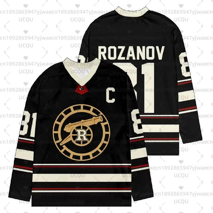 Rivalry V-Neck Long Sleeve Tee — Unisex Hockey-Inspired Jersey Top