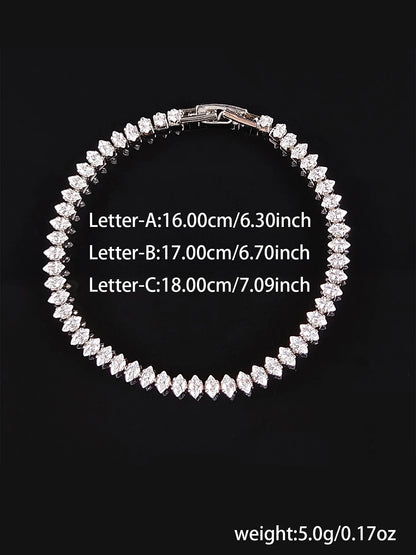 2024 New Marquise Oval Square Cut Luxury Silver Color on Hand Tennis Bracelet Bangle for Women