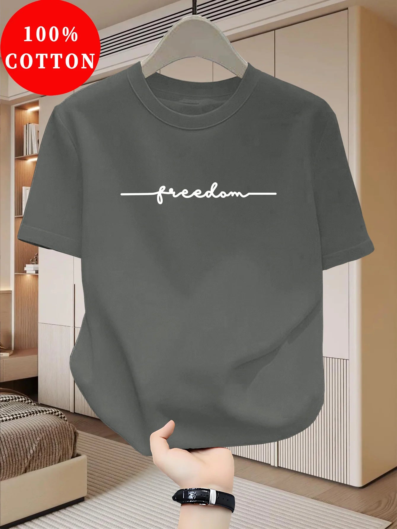 Large Letter Print Tee — Unisex 100% Cotton Loose Fit High Street T-Shirt